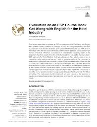 Her beloved mother and father, for their love, support, patience, and prayers. Pdf Evaluation On An Esp Course Book Get Along With English For The Hotel Industry