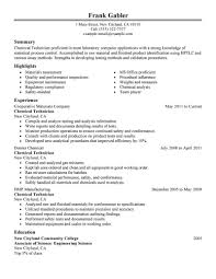 Pick from the thousands of curated job responsibilities used by the leading companies. Best Chemical Technician Resume Example Livecareer