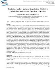 The united malays national organisation is malaysia's largest political party. Pdf The United Malays National Organisation Umno In Sabah East Malaysia An Overview 1990 1994