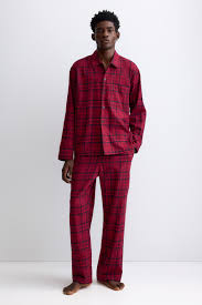 Flannel Pajama Shirt and Pants - Red/plaid - Men | H&M US