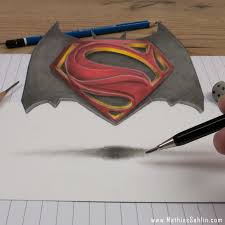 How to draw new batman and superman logos from batman v superman dawn of justice. Batman Vs Superman Logo 3d Drawing Album On Imgur