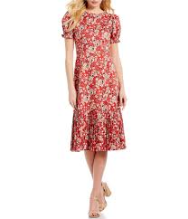 Antonio Melani Chloe Pleated Floral Print Puff Sleeve Midi Dress Dillards Summer Dress Inspiration Liberty Fabric Dress Mod Cloth Dresses
