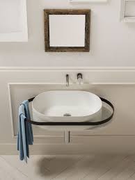 oval wall mounted solid surface washbasin with towel rail oneweek washbasin by blu bleu stylish bathroom washbasin design bathroom furniture