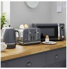 On the sides, a specially created shade of gray goes with every color for easy coordination. Wilko Grey Kitchen Accessories Wilko Grey Steel 4 Slice Toaster Image 7 Grey Kitchen Accessories Kitchen Appliance Set Kitchen Accessories