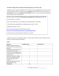 The Death Of Edgar Allan Poe Expository Writing Assignment Due