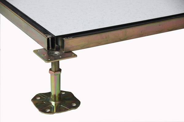 Raised floor adjustable pedestal and stringer understructure, AI generated