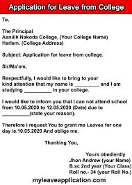 To, the manager, media department. 5 Application For Leave From College In English