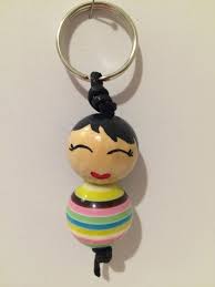 Wooden Doll Bag Charm Or Key Chain Striped Bricolage Et Loisirs Creatifs Creations Artisanales Perles Bois