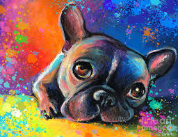French bulldog metal garden art. Whimsical Colorful French Bulldog Painting By Svetlana Novikova