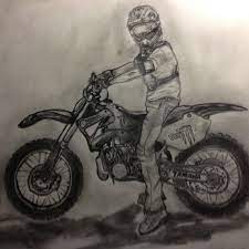 Erase between them, and connect them at the circle's center. Dirt Bike Drawing Bike Drawing Bike Sketch Motorcycle Drawing