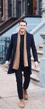 Black Pants And Brown Boots Men Brightbazaar With A Fall Combo With A Brown Scarf Black Overcoat Black Sweatshirt Black Pants Brown Boo Mens Winter Fashion Mens Outfits Trendy Mens Fashion