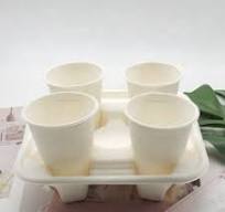 China custom printed sugarcane cup holder reusable coffee cup 4 cup carrier  tray
