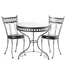Wrought Iron Glass Top Bistro Table With 2 Chairs Wrought Iron Glass Round Glass Table Top Bistro Table