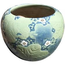 Our japanese styled satsuma fishbowl planter is the perfect solution to your planting or glass table top base needs. Japanese Antique Big Brilliant Blue Ceramic Planter Bowl For Sale At 1stdibs