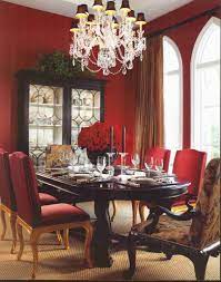 Dining room features custom light fixture large in scale to define the dining area. Love Red In The Dining Room Elegantes Esszimmer Esszimmer Farbe Esszimmer Weiss