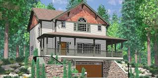 Many of these big and small sloped lot walkout basement home designs offer modern open floor plans and more. Hillside Home Plans With Basement Sloping Lot House Plans