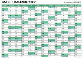 Kalender 2021 mit kalenderwochen und den schulferien und feiertagen von bayern. Kalender 2021 Bayern