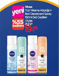 Nivea Yuz Yikama Kopugu 8x4 Deodorant Sprey 150 Ml Set Cesitleri Indirimde Market