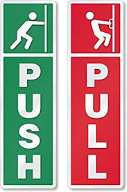 Asmi Collections Self Adhesive Push And Pull Sign Stickers Set Of 4