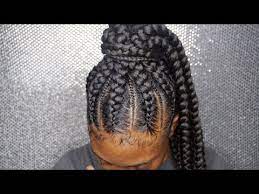 Then attach your natural hair extension to your bun and fluff with the. Feeder Braids Into A Ponytail Hair Bybre Atlanta Cleveland Braider Youtube