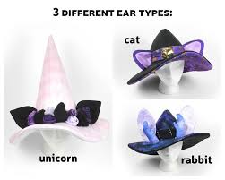 Witch Hat With Animal Ears Sewing Pattern Pdf Cat Unicorn Etsy In 2020 Witch Hat Sewing Patterns Hat Patterns To Sew