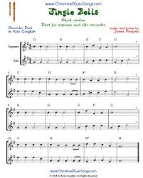 Jingle Bells Short Version Duet For Recorders Recorder Songs Christmas Sheet Music Free Christmas Songs