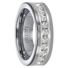 1 Cwt Diamond Unique Mens Wedding Bands In Silver Tungsten A308c