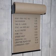 Our Wall Mounted Industrial Paper Roller Is An Innovative Yet Simple Way To Display Your Bar Cafe Or Restaurant Men Menu Restaurant Coffee Cafe Interior Kraft