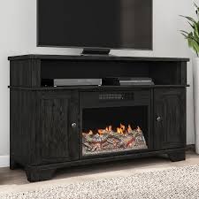 Low profile and wide scale, this electric fireplace with bookcases turns on chic style beneath your wall mounted tv in the living room or as a sleek buffet in. Hastings Home Electric Fireplace Tv Stand For Tvs Up To 47 In Media Cabinets And Shelves Remote Control Led Flames Adjustable Heat And Light By Hastings Home Black In The Electric Fireplaces Department