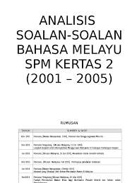 (4) rakyat yang sihat dan cerdas akan menjadikan negara ini lebih produktif dan seterusnya akan membawa kepada pembangunan dan. Analisis Soalan Soalan Bahasa Melayu Spm Kertas 2 2001 2005