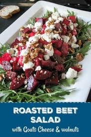 Roasted Beetroot Salad With Goats Cheese Walnuts Recipe Beetroot Salad Beetroot Recipes Healthy Recipes Easy Snacks