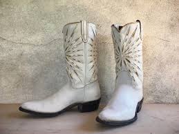 Black And White Cowboy Boots Womens Vintage Acme White Cowboy Boots Women S Size 6 C Cowgirl Boots Gold Inlay White Leather Cowboy Boots Women Cowgirl Boots White Cowboy Boots
