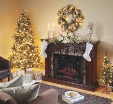 The Astoria Electric Fireplace From Classic Flame Is Decorated In A Gold And Silver Theme Mantel Decorations Christmas Fireplace Decor Electric Fireplace Decor