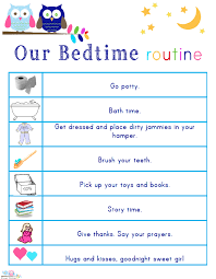 kids morning bedtime and ready for school free printables