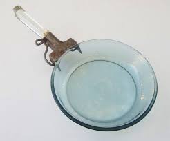 Vintage Pyrex Flameware Blue Glass Frying Pan Skillet Saute Pan With Removeable Handle Pyrex Vintage Pyrex Blue Glass
