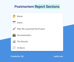 It is a short analysis that is aimed at summarizing the project highlights, its advantages, drawbacks, and useful recommendations. How To Write The Perfect Postmortem Report