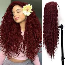 Brunettes can easily dye their hair burgundy themselves. Amazon Com Runm Burgundy Long Curly Lace Front Wigs For Black Women Glueless Heat Resistant Synthetic Lace Front Wig Curly Beauty