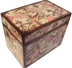 Recipe Box Decoupaged Large And Handcrafted Blush Pink Blossoms Holds 4x6 Recipe Cards Made To Or Recipe Card Boxes Decoupage Box Wedding Recipe Box