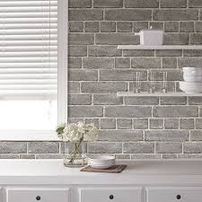 Dark emp faux granite wallpaper vinyl film overlay kitchen backsplash roll 10ft. Nuwallpaper Grey Brick Facade Peel Stick Wallpaper Walmart Com In 2021 Brick Feature Wall Kitchen Backsplash Peel And Stick Grey Brick