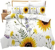 feelyou sunflower duvet cover set queen size 3d print bedding set stylish decor pastoral comforter co patterned bedding sets full bedding sets duvet cover sets