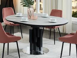 Pratique, cette table sera munie d'une. Table A Manger Ronde Extensible Mdf Metal Gris Kalea