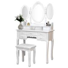 Maybe you would like to learn more about one of these? Cosmetic Table Vanity Set For Teen Girls Vanity Set With Cushioned Stool Dressing Table With 4 Drawer 360 Degree Rotation Removable Mirror Dresser S10409 Walmart Com Walmart Com