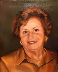 Christmas card painting of Calhoun County lady