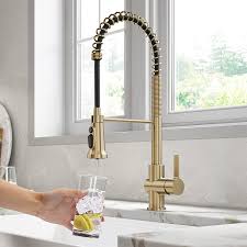 A simple twist of open the dispenser faucet and fill with one gallon of product water. Buy Kraus Kff 1691bg Britt 2 In 1 Commercial Style Pull Down Single Handle Filter Kitchen Faucet For Reverse Osmosis Or Water Filtration System Brushed Gold Online In Taiwan B08286q1ld