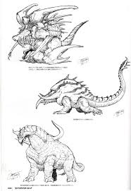 Numerous Designs By Shinji Mash Nishikawa As He Tried To Create The Heisei Godzilla S Final Foe Destroyah From The Book Legendary Monsters Art Art Folder