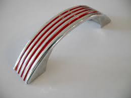 Vintage Nos 50 S Chrome W Red Lines Ribbed Drawer Pulls Cabinet Handles Art Deco Art Deco Kitchen Cabinet Art Deco Cabinet Art Deco Kitchen