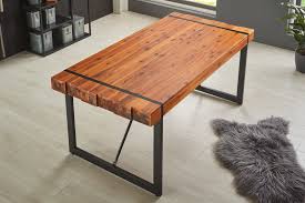 Tisch cassandra 160x90 esstisch ausziehbar holz massiv kernbuche 22431. Esstisch Kufengestell Massiv Akazie Cognac 160 X 90 Schwarz Lupin Baumkantentische Esstische Baumkante