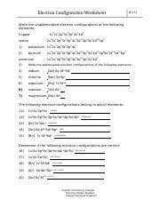 View notes electron configuration worksheets answer key from phys 4a 60865 at. W311 Electron Configuration Worksheet Docx Electron Configuration Worksheet W 311 Write The Unabbreviated Electron Configurations Of The Following Course Hero