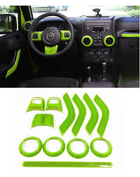 E Cowlboy Full Set Interior Decoration Trim Kit Steering Wheel Trim Center Console Air Outlet Trim Door H Green Jeep Wrangler Jeep Wrangler Lifted Jeep Dogs