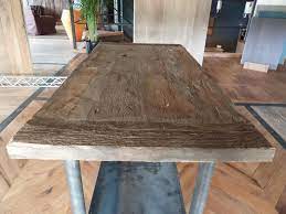 table industrielle bois et fer 203 cm de longueur bca materiaux anciens table en chene table bois massif bois